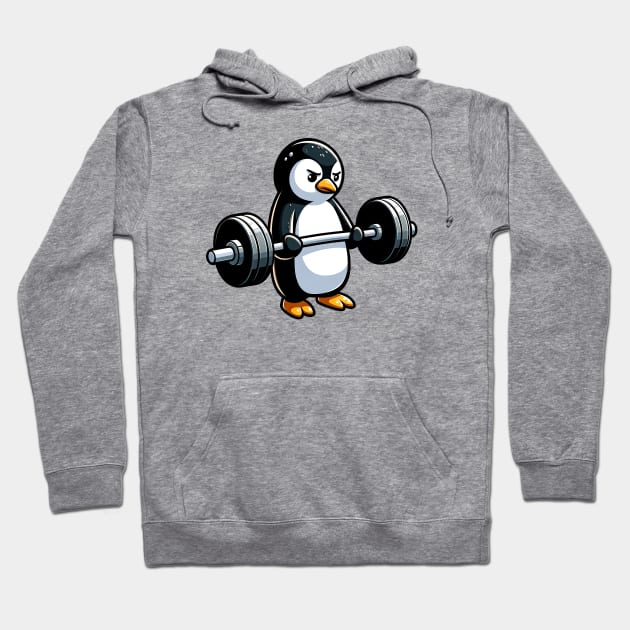 penguin gym weightlifting Hoodie by Dracoola